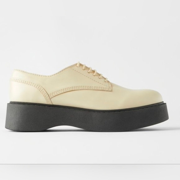 Zara Shoes - Zara Leather Lace Up Derby Shoes Off White New Size EU38 US 7